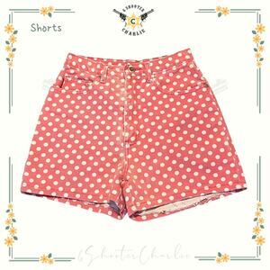 Vintage Y2K No! Denim Shorts Juniors Size 5 Pink with White Polka Dots High Rise
